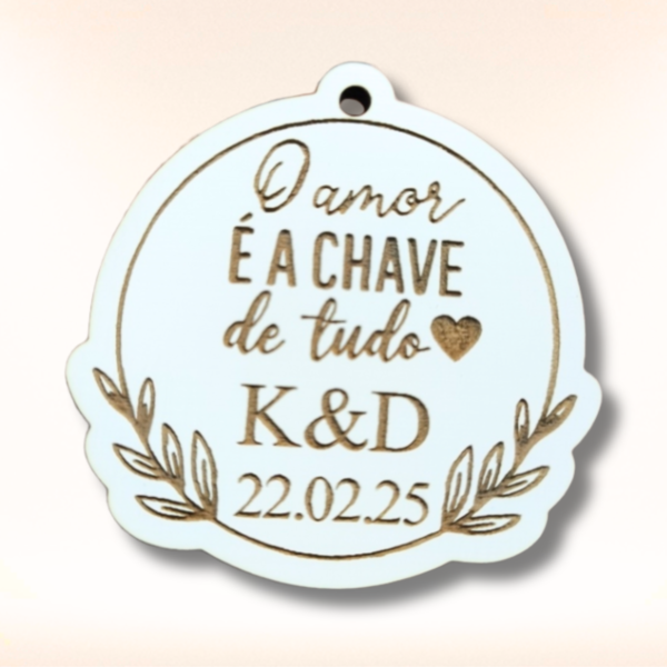 Chaveiros personalizados em MDF branco